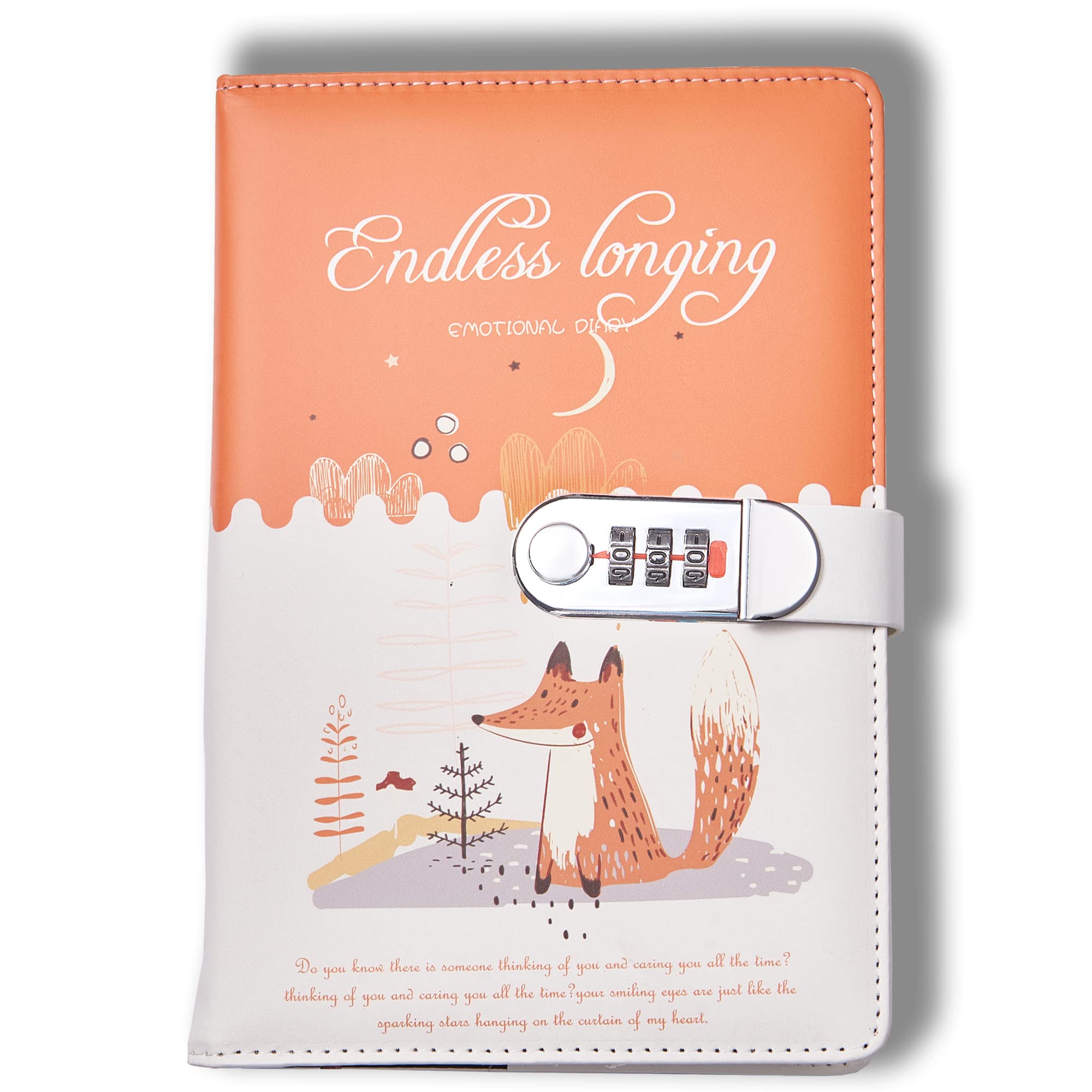 LirenerCreative Leather Diary with Combination Lock(Cartoon fairytale), A5 Secret Password Notebook Journal Digital Lockable Diary Notepad Handbook Sketchbook Daily Planner Agenda, 145x210mm