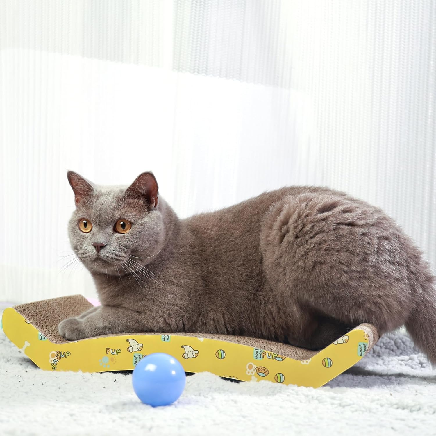 Nobleza 2Pcs Cat Scratching Board, Reversible Use Curved Shape Cat Scratcher with Catnip, High Density Corrugated Scratcher Cardboard, Durable Scratchers Pad Bed Sofa Lounger Set, Size 44 * 22 * 8 cm 9 71JgujmJzIL. AC SL1500