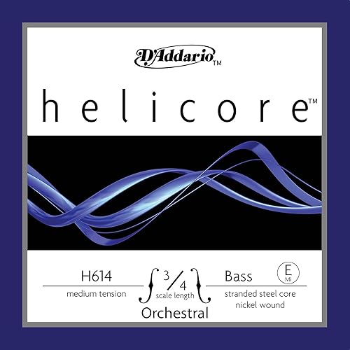 D'Addario Helicore Orchestral Bass Single E String, 3/4 Scale, Medium Tension