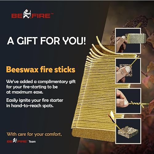 Miniatura 5 de Arrancador de fuego  80 piezas de arrancadores de fuego naturales de más de 15 minutos de tiempo de combustión para chimenea interior, fogatas y