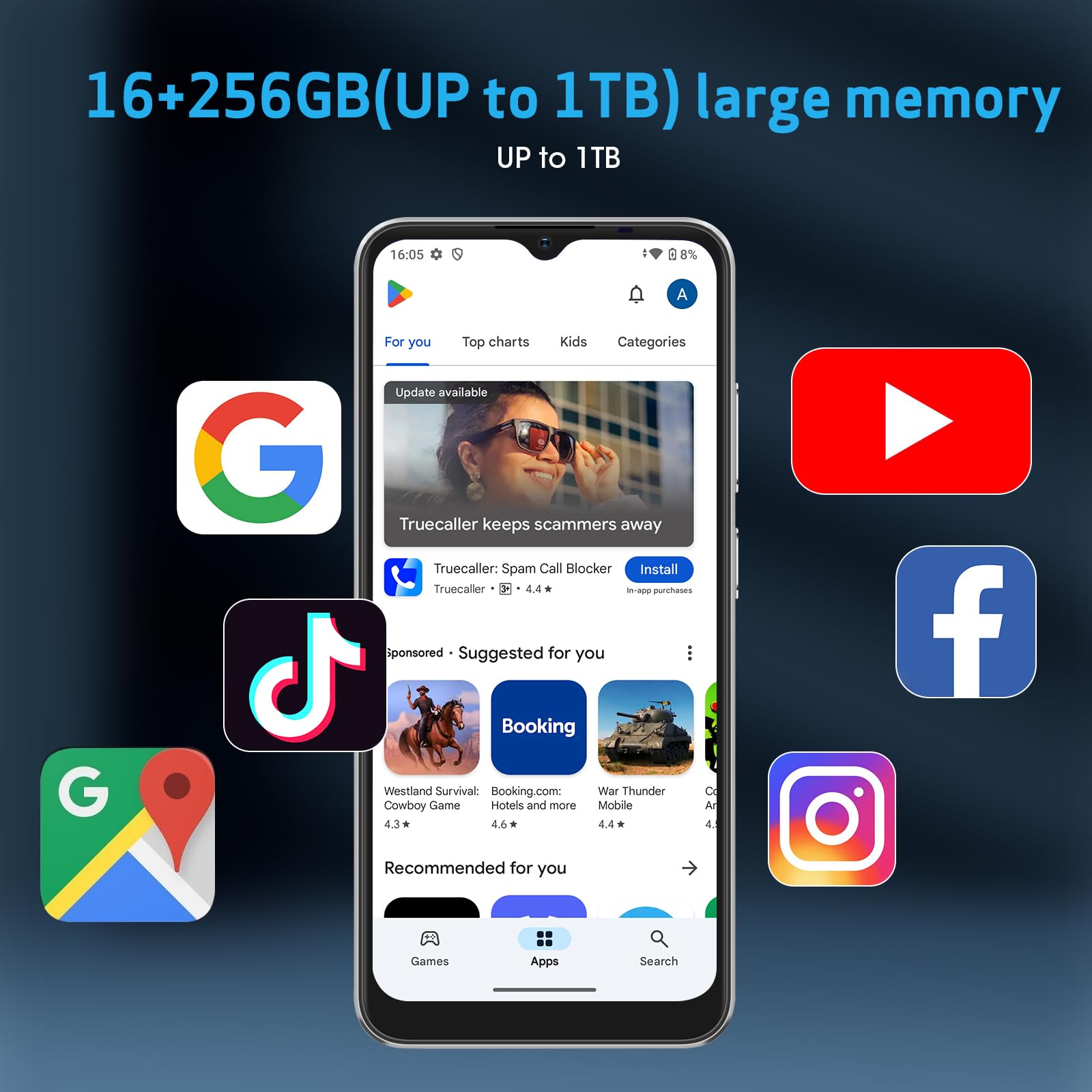 CWOWDEFU S18 smartphone Android 14 Telefone 16GB+256GB/1TB cellulare espandibile, Octa Core 6.58 "FHD+ 24MP+48MP 5000mAh Telefoni, 4G Dual SIM Telefoni Cellulari, Fingerprint/Face ID/GPS/NFC, Bianco