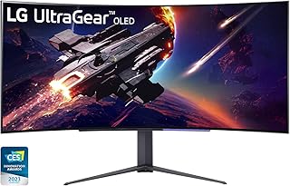LG Ultragear 45GR95QE-B 45 Inch QHD(3440x1440) OLED Curved(800R) Gaming Monitor, 0.03ms 240Hz HDR10 NVIDIA G-SYNC Compatible, FreeSync Premium, Remote Controller, Black
