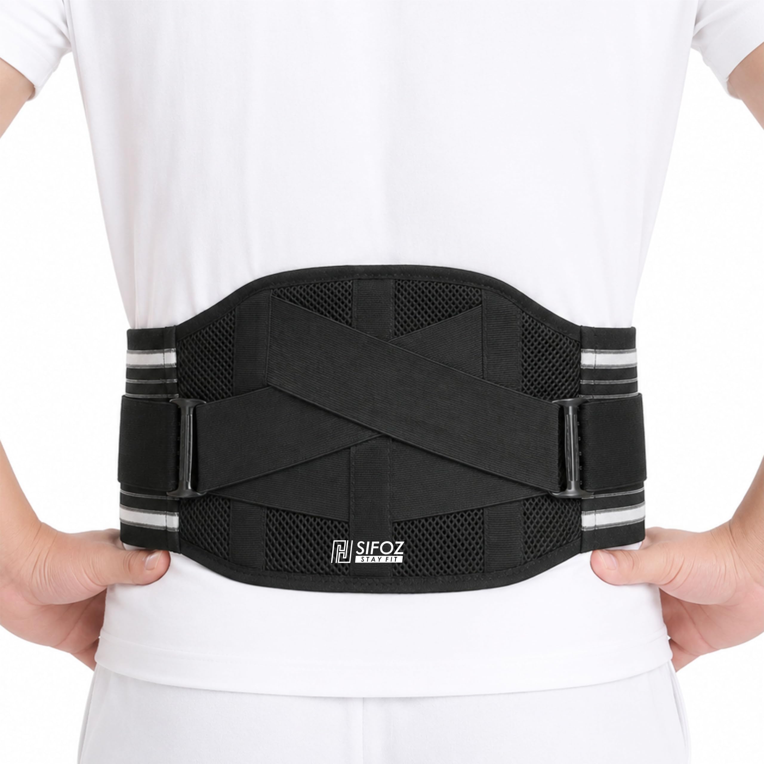 SIFOZ Free Size Lightweight Lumbar Support Belt for Men & Women with Breathable Air Mesh Fabric | Lower Back Pain Relief Belt with Adjustable Compression | Back Brace for Sciatica, Muscle Strain, Disc Pain & Daily Support-image-24