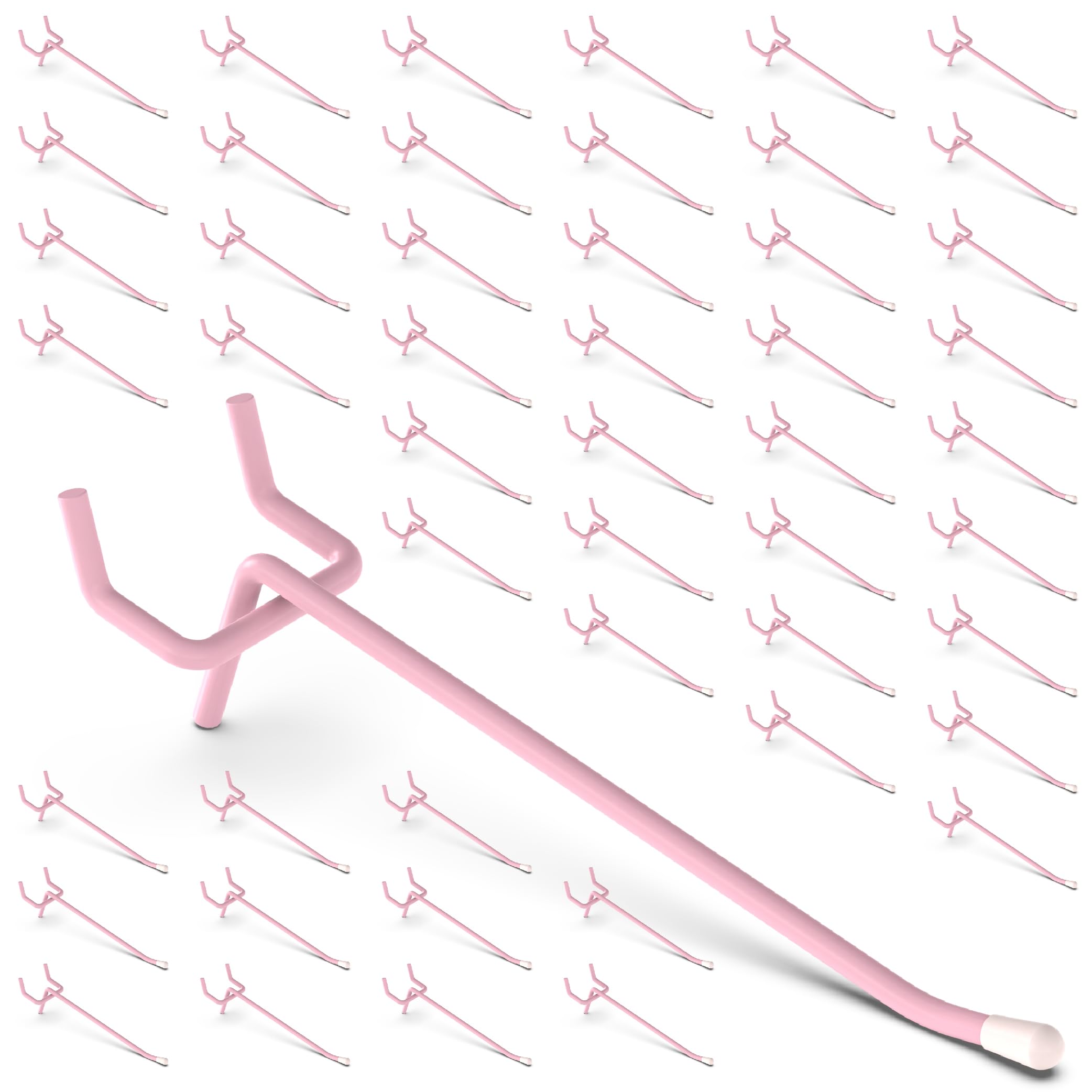 50-Pack Pink Pegboard Hooks 4 Inch - Fits 1/8 and 1/4 Inch Boards