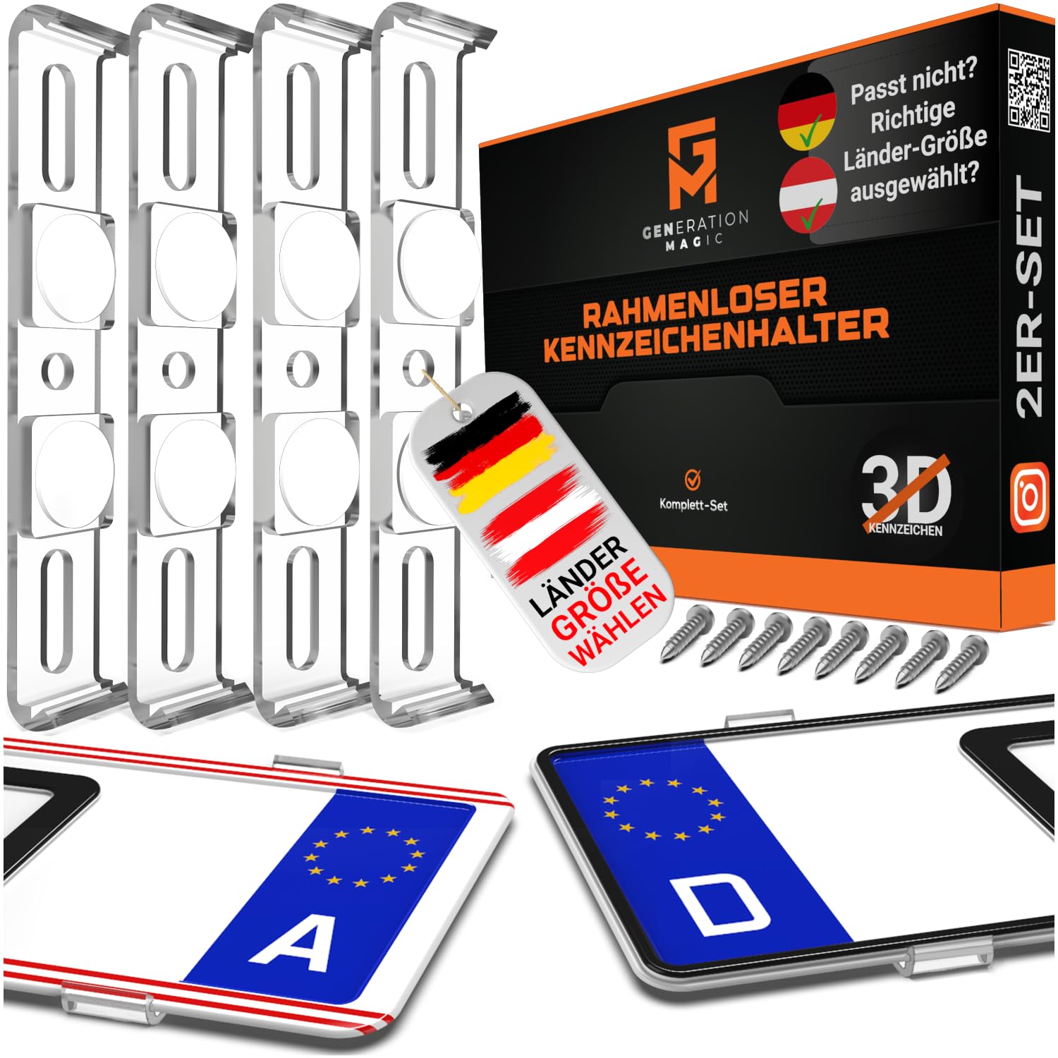 Frameless License Plate Holder [Legal & Universal] Number Plate Holder Car Frameless Number Plate Holder for Cars License Plate Holder Frameless Number Plate Holder for 2 Number Plate