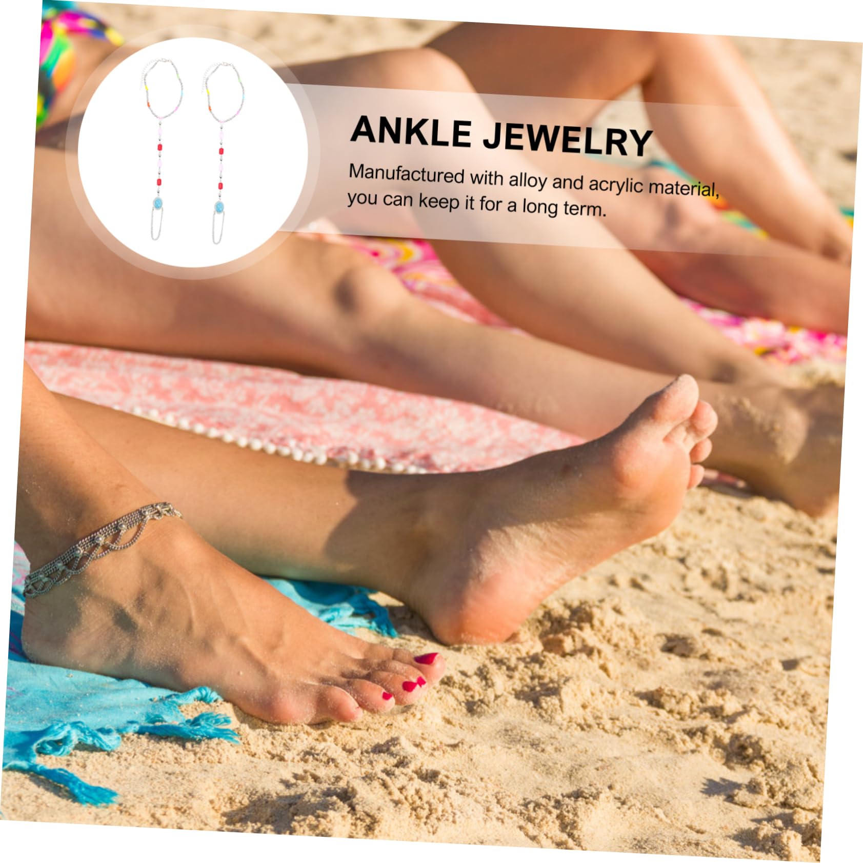 Healvian 5 Series Tobilleras De Verano Con Cuentas Para El Dedo Del Pie Tobilleras Para Mujer Con Cuentas Pulseras De Acrílico Para Mujer 2 piezas x 5