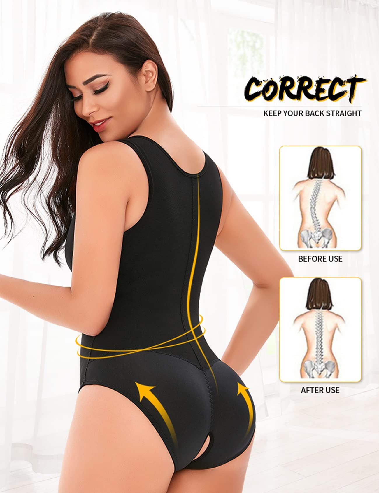 LYGBAOFUL Pełne ciało dla kobiet z podnośnikiem Butt Lifter Plus Size Body Shapewear Regulowany kombinezon z gorsetem do karmienia piersią