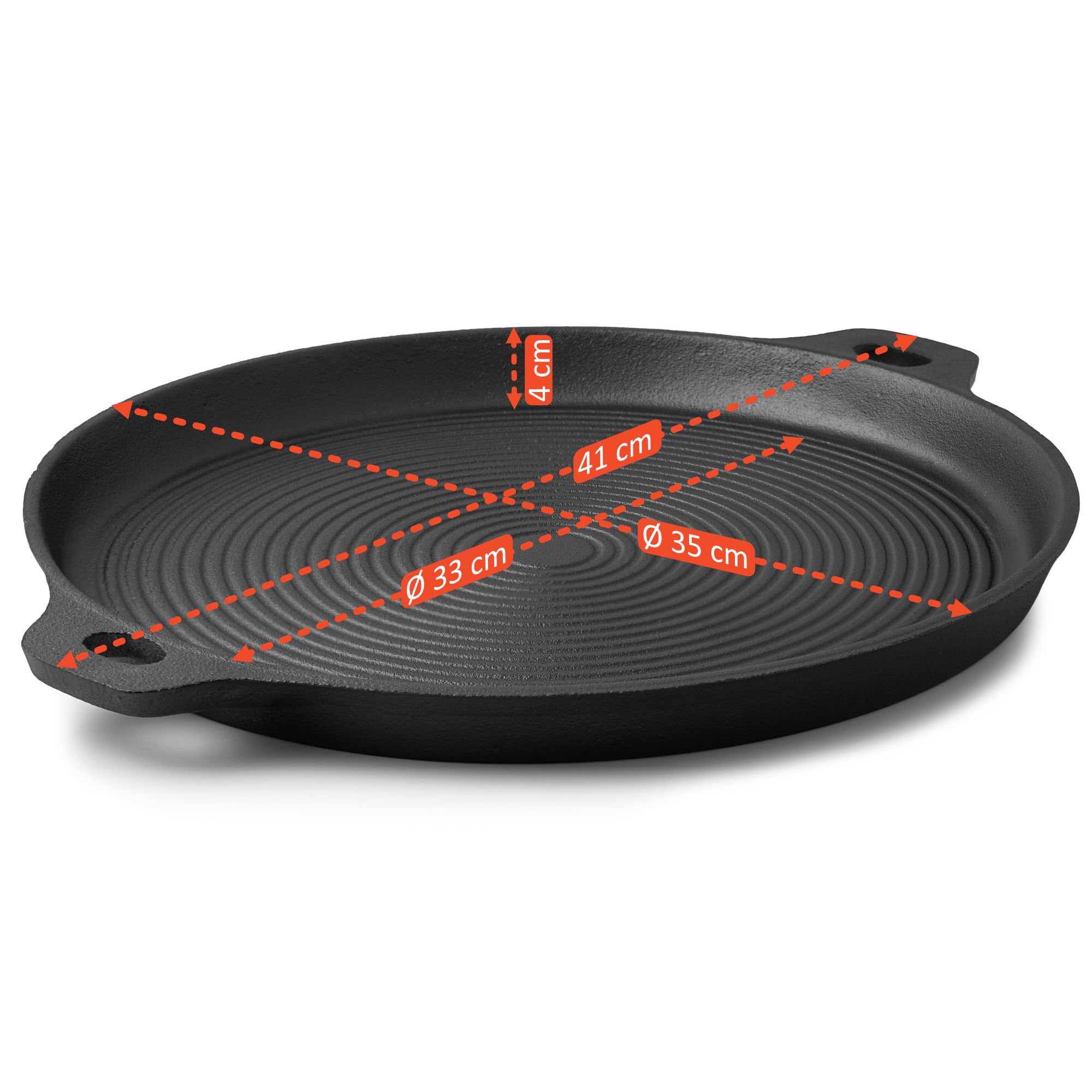 Bbq-toro Gietijzeren Serveerpan, 35 Cm, Rond, Al Ingebrand Preseasoned Bbq Grillpan Voor Gasgrill Houtskoolgrill En Nog Veel Meer Plancha Braadpan Pizzapan Ovenplaat