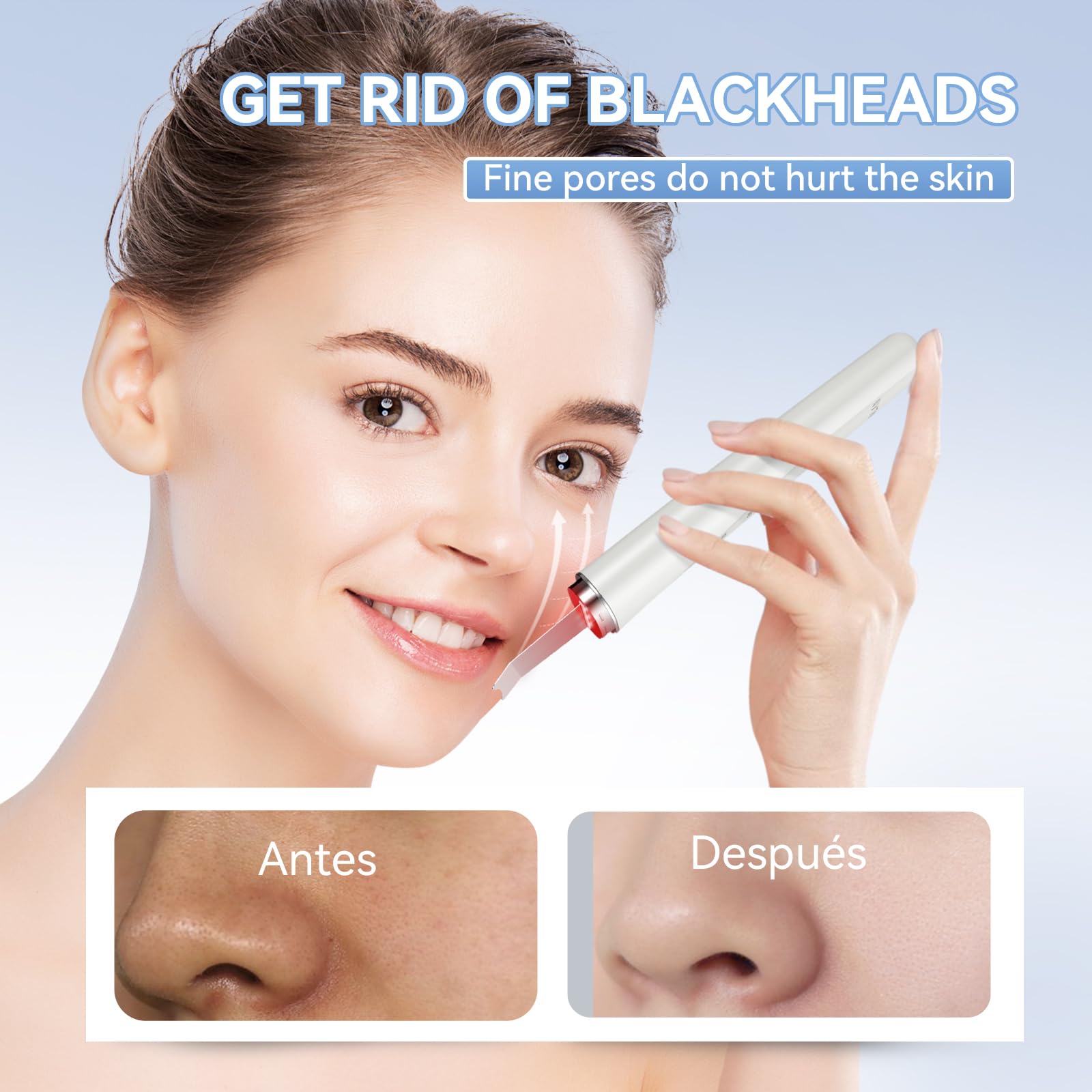 Anlan Peeling Ultrasonico Facial, Skin Scrubber, Espatula Ultrasonica Facial, Ultrasonico Facial, Roja Y Azul Led, Ems Antiedad Arrugas, Exfoliador Limpiador De Poros, Ipx7