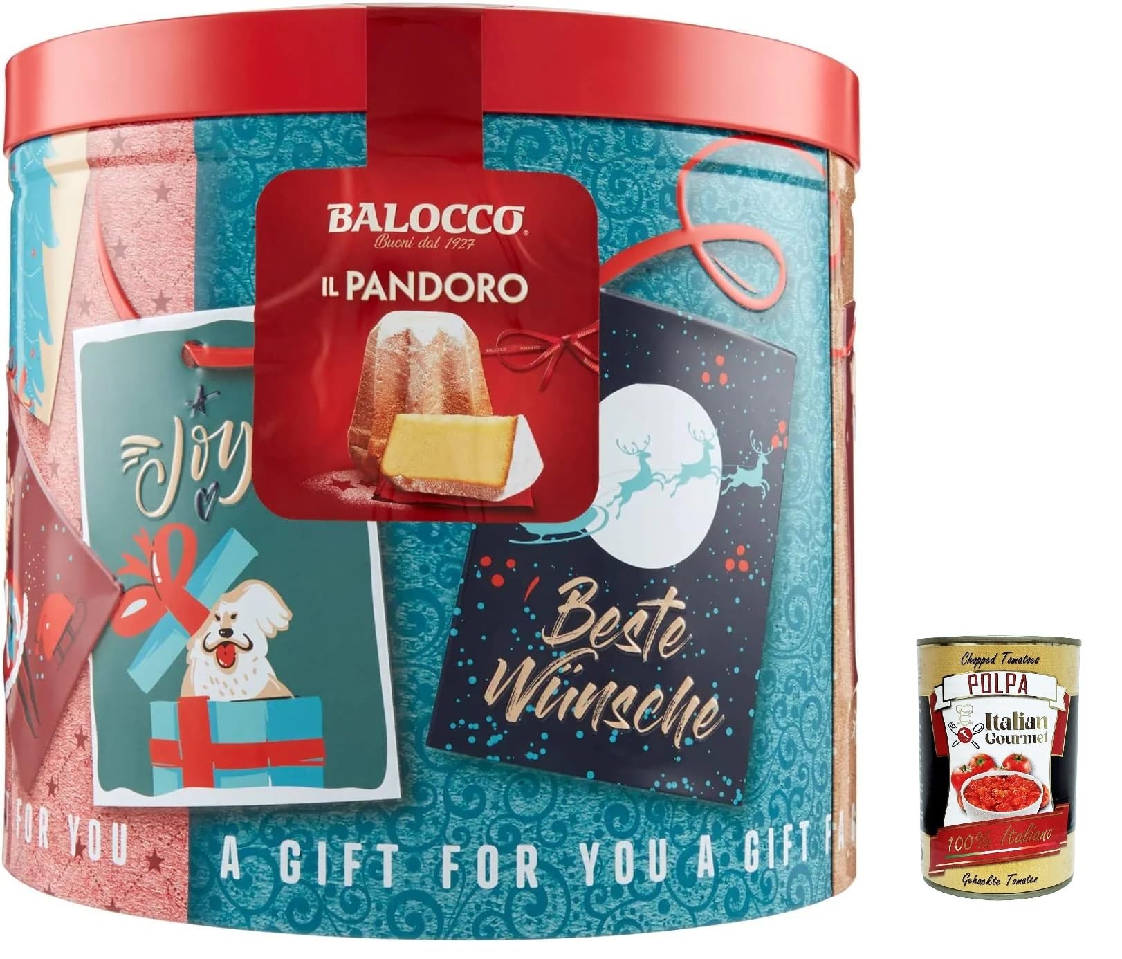 Balocco Il Pandoro 750g Geschenkdose klassischer italienischer Weihnachtskuchen natürliche Langzeit-Teigführung dekorative Metallbox