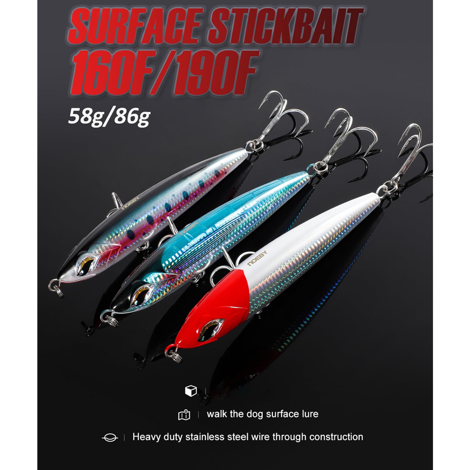 Leurres de pêche 86 g 190 mm appâts durs artificiels hameçons triples appâts de pêche appâts de pêche Crankbait Leurres coulant pour truite de mer