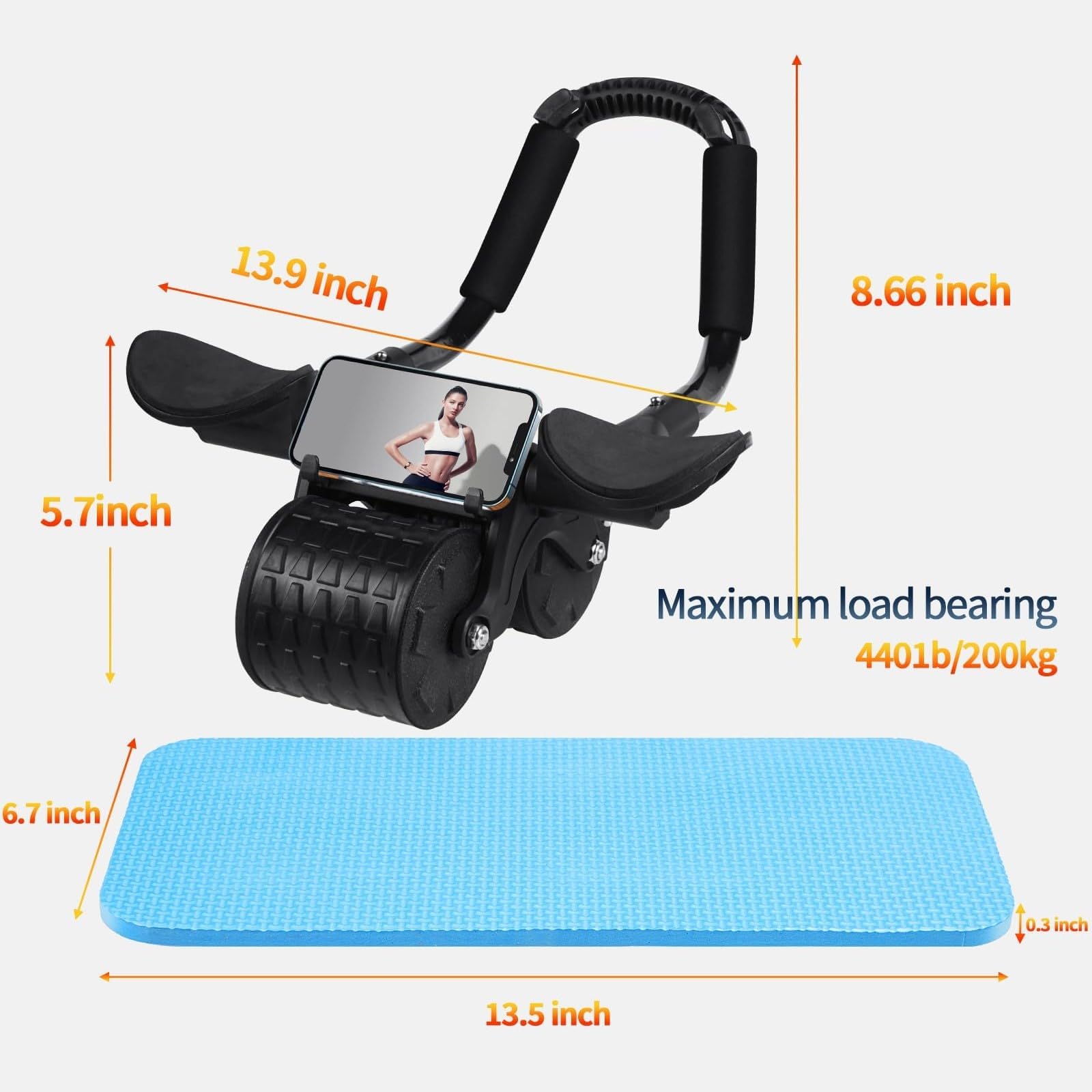 Bauchroller Ab Roller Bauchtrainer für Zuhause mit Ellbogenunterstützung, Automatische Rebound Bauchroller Bauchmuskeltrainer Roller, Bauchmuskeltraining Fitnessgeräte für Zuhause für Männer Frauen