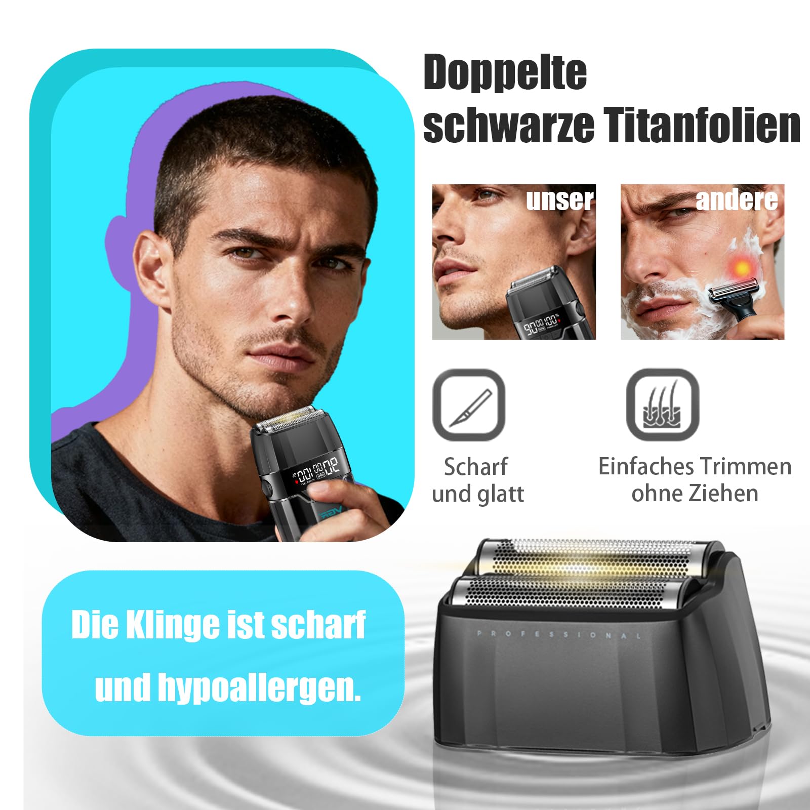 VGR 308 Folienrasierer Herren kabellos, Null Maschine Haare Mit LED Anzeige