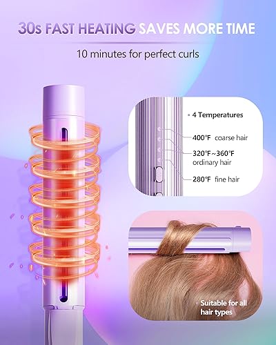 Miniatura 9 de NOVUS Rizador de 1.4 pulgadas, rizador profesional, rizador de pelo de iones negativos, rizador de barril grande