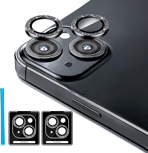 Miniatura 128 de Paquete de 3 x 2 protectores de lente de cámara Jeluse para iPhone 14 Pro Max para iPhone 14 Pro, cubierta protectora de pantalla de vidrio templado