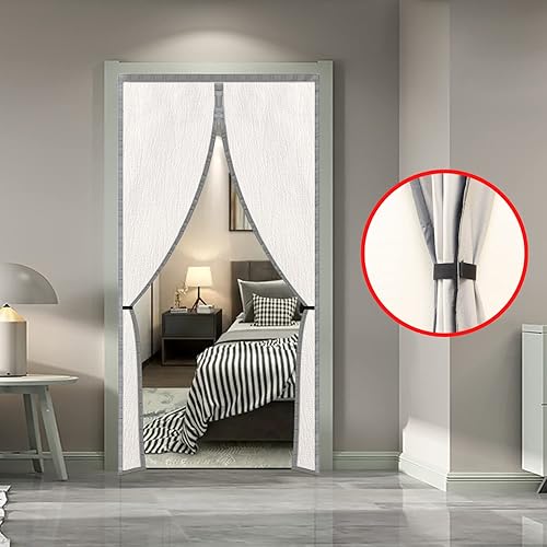 Miniatura 4 de Pantalla de puerta con aislamiento magnético, toda la pantalla térmica opaca para puerta de cierre automático, cortina de puerta de tela gruesa para