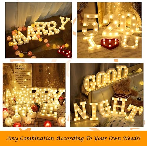 Miniatura 6 de Letras luminosas para decoración de pared, letras LED, luces de marquesina, alfabeto, luces con control a distancia, decoración de pared, luces