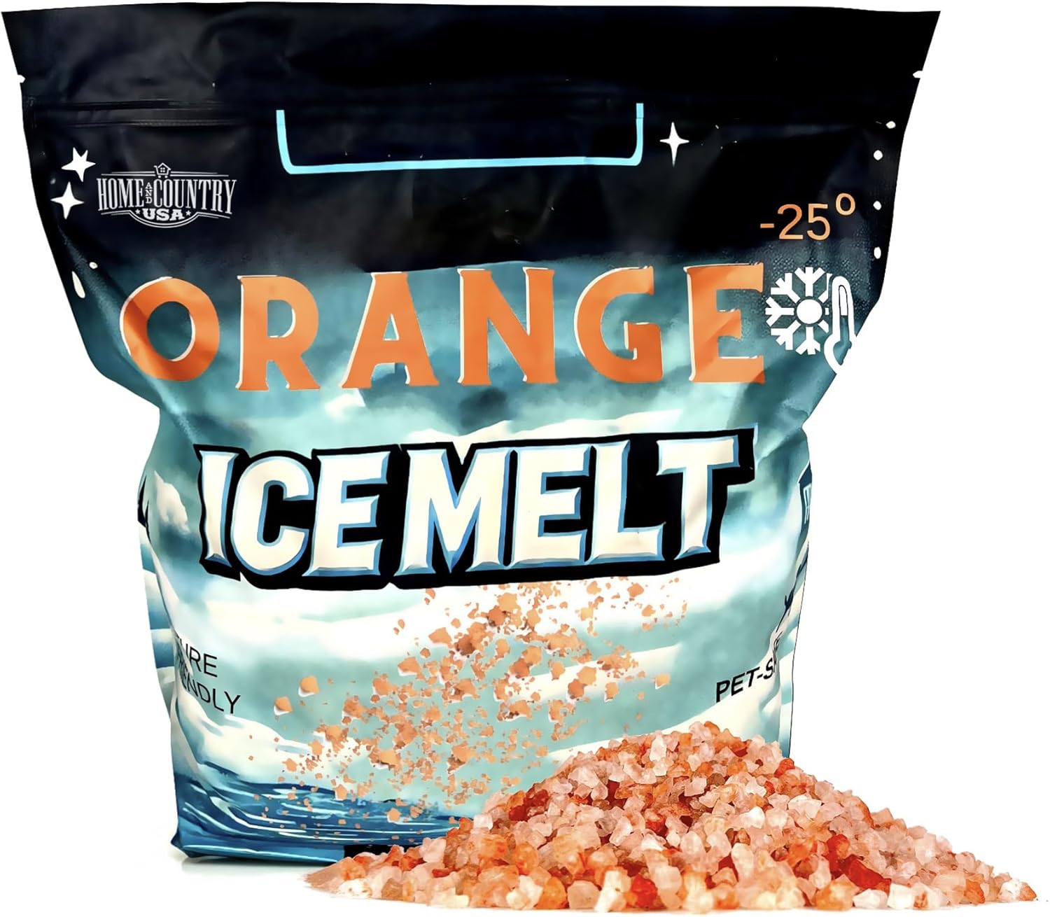 Ice and Snow Melt 8 lb Bag CMA Blended Magnesium Chloride Ice Melter Effective Snow and Ice Removal Effective Below Zero Degrees (Orange)