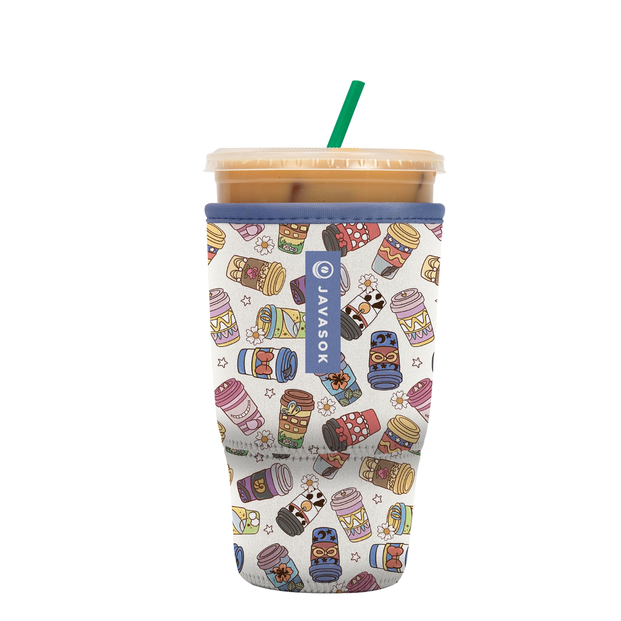 Sok It JavaSok Iced Coffee &amp; Cold Soda Insulated Neoprene Cup Sleeve (Happiest Cup, Large: 30-32oz)