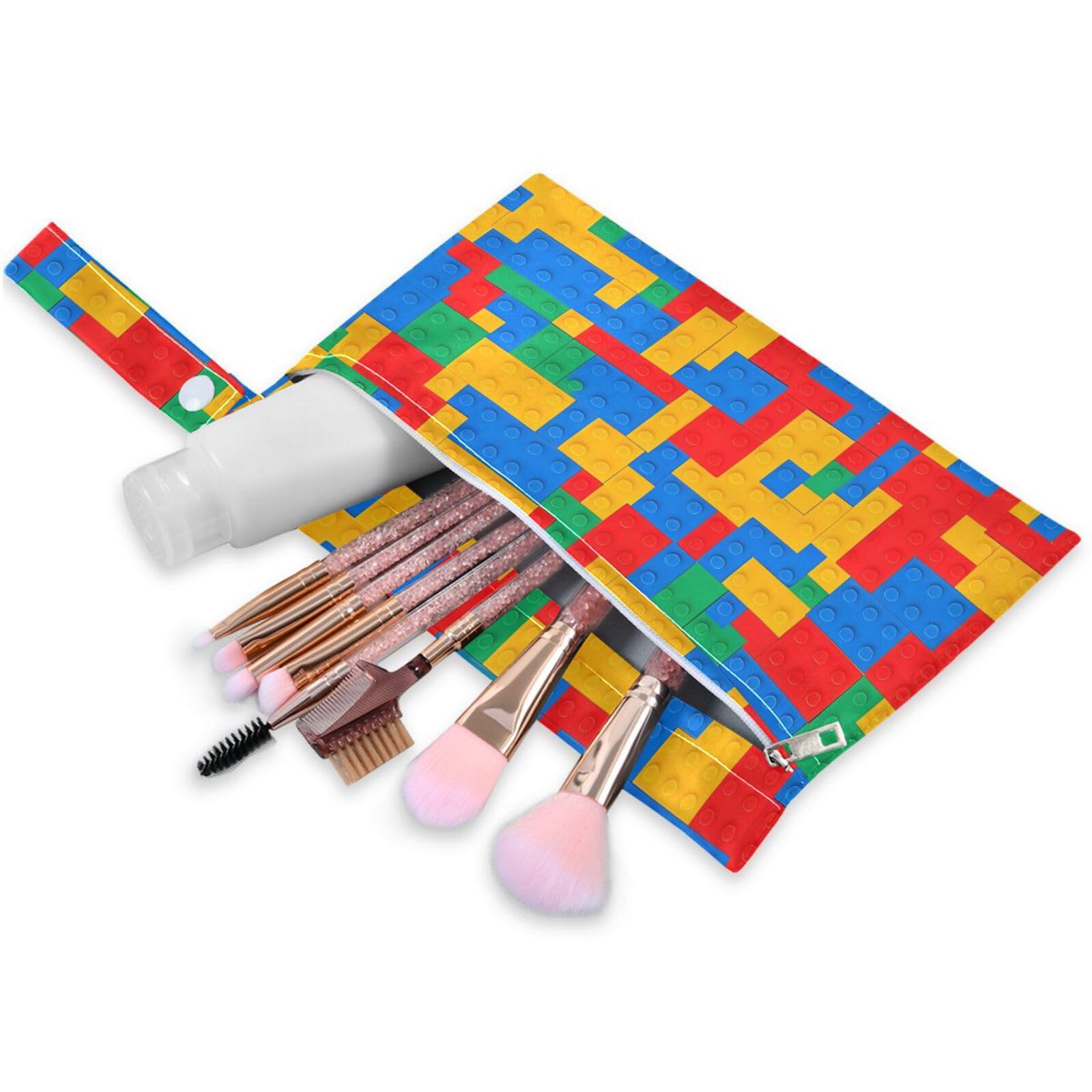 Hezely Building Blocks 2 Pack Cloth Diaper Wet Dry Bags,Waterproof Wet Bag for Baby,Travel, Beach, Pool, Diapers, Dirty Yoga Gym Clothes