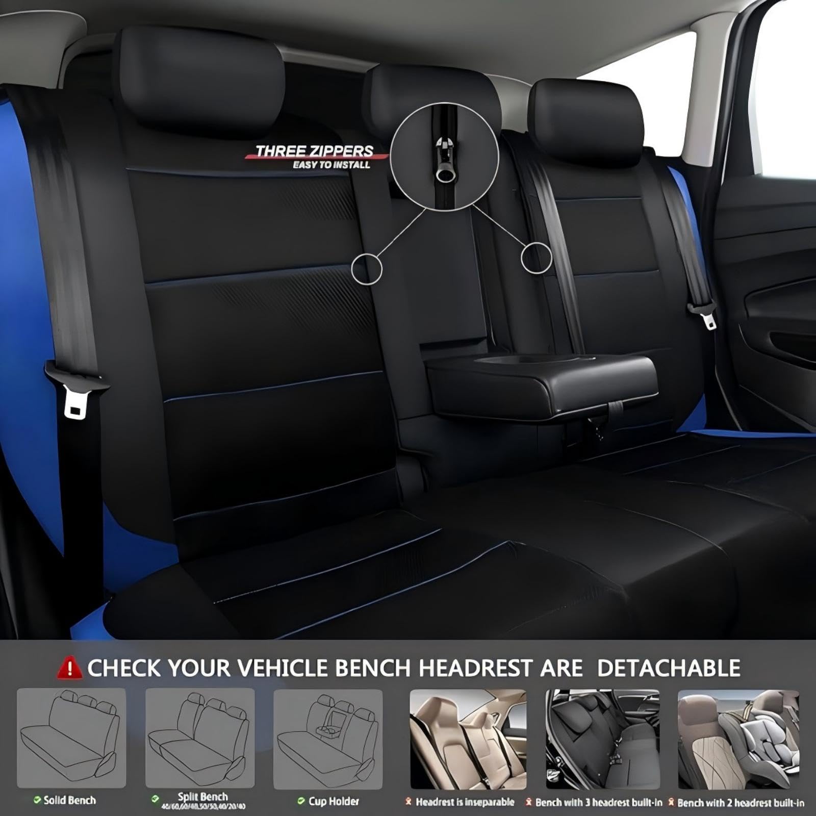 Housse Siege Voiture pour Citroen Berlingo/Bx/C1/C2/C3/C3 Picasso/C4 Picasso/C4, Imperméable Cuir Respirant Antidérapant Protege Siege, Facile à Nettoyer, Accessoire Voiture,Blue
