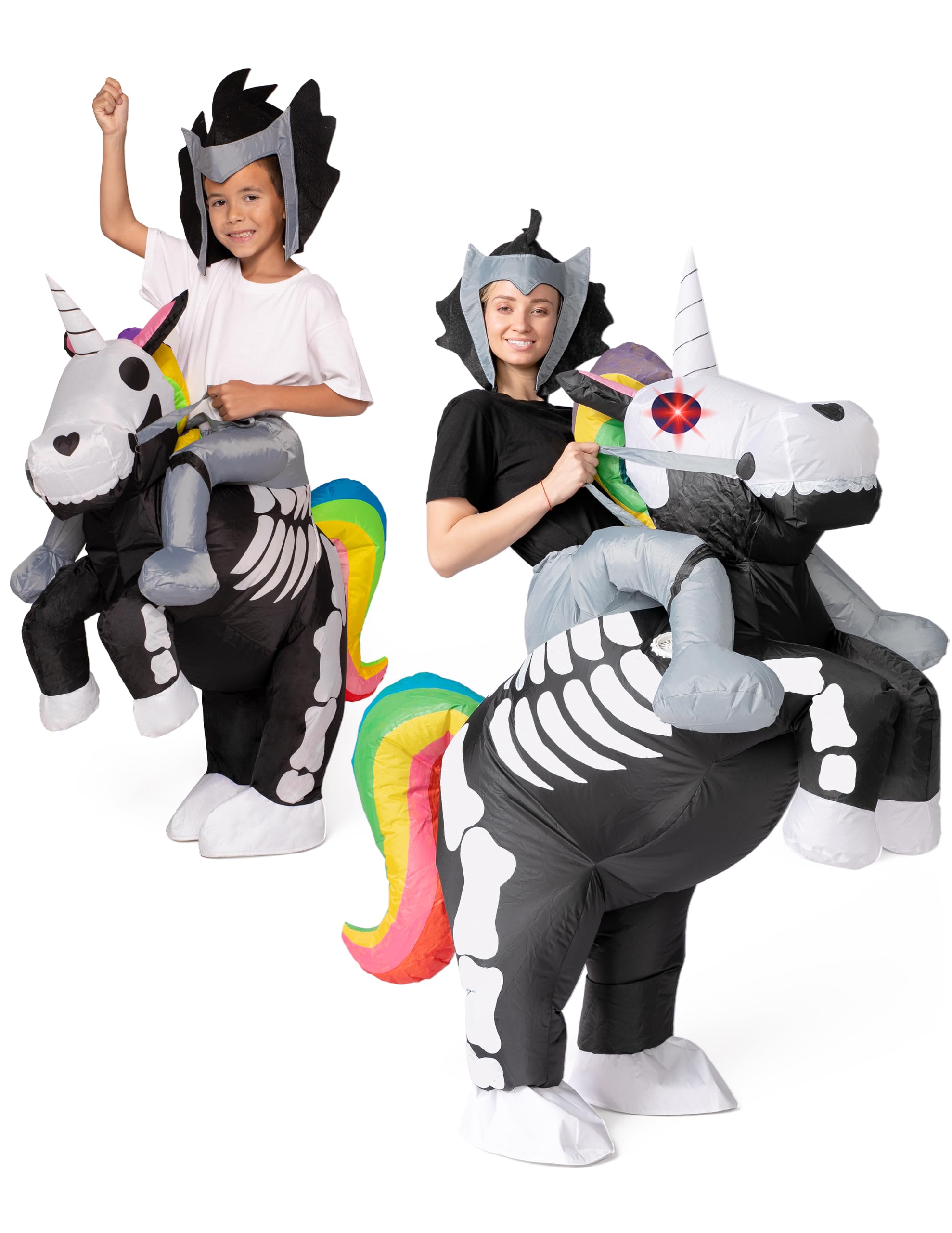 Spooktacular Creations Nadmuchiwany kostium na Halloween Ride A Skeleton Unicorn Ride On nadmuchiwany kostium - dorosły unisex jeden rozmiar