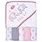 Viviland Baby Towels and Washcloths, Soft Absorbent Pink Baby Bath Towel Set, Elephant Hooded Towels with 5 Infant Face Washcloths (6 Pieces)