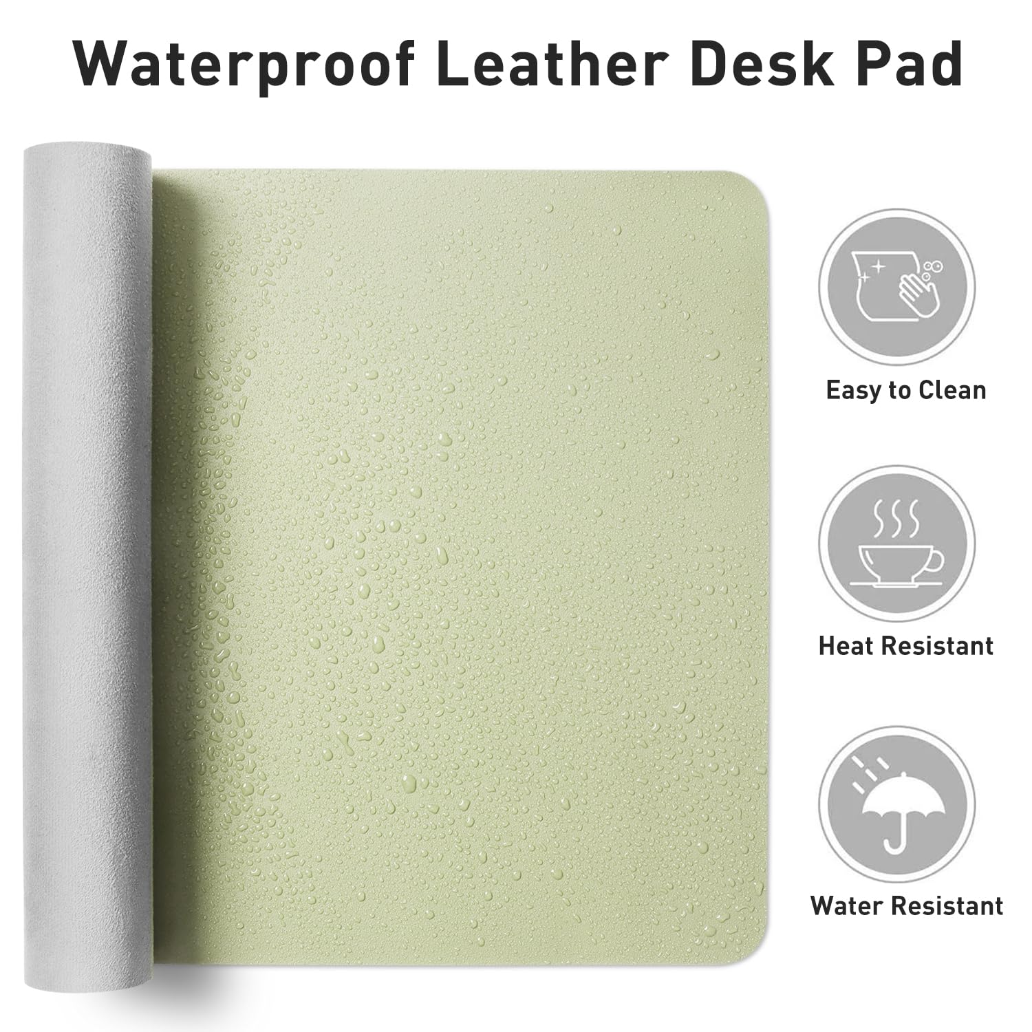 Aothia PU Leather Desk Mat, Large Non-Slip Pad, Waterproof Laptop Table Writing Pad for Office/Home (60x35cm, Grass Green) - Image 4