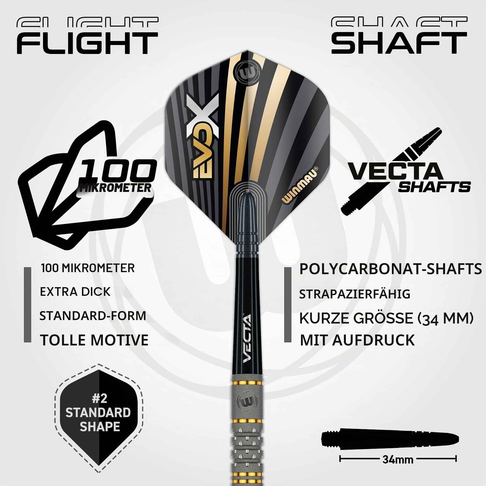 WINMAU Michael Van Gerwen EvoX Darts Set & MVG Armor G1 Case Combo – 22.5 g - 90% Wolfram Profi-Set + Robuste Dart-Aufbewahrungstasche