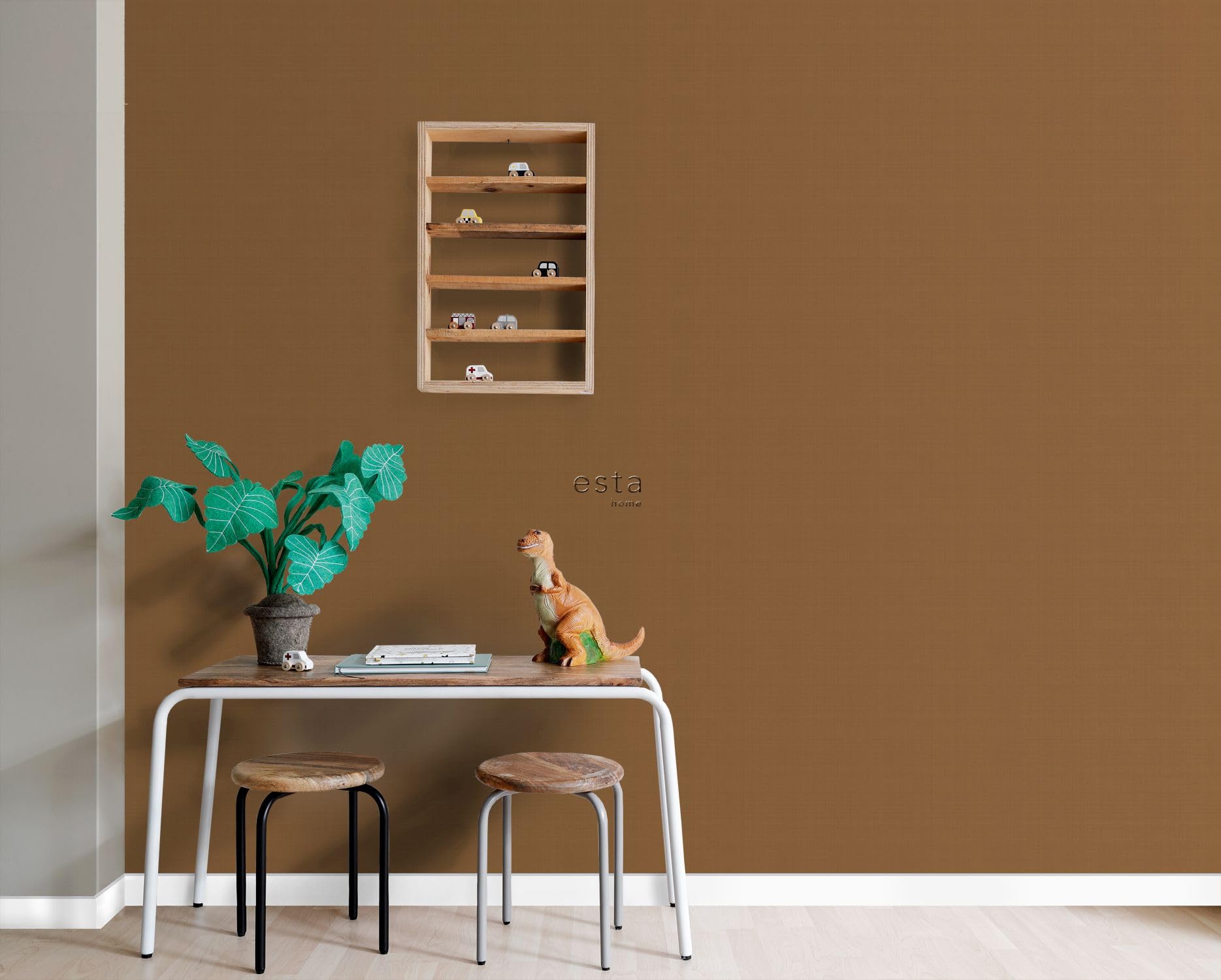 ESTAhome Tapeta lniana tekstura brunatno-ochrowy 53 cm x 10.05 m