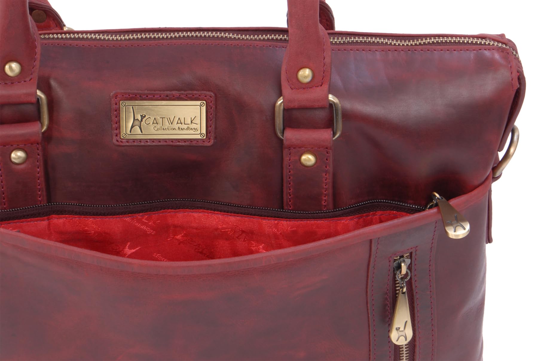 Catwalk Collection Handbags - Grande Borsa Tote in Vera Pelle - Borsa a Tracolla per PC - Valigetta 24 Ore Donna - Cartella da Lavoro - Adele