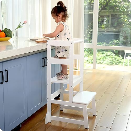 Taburete de cocina ajustable en altura para niños pequeños, taburete de aprendizaje Montessori para niños, torre de pie para bebé, ayudante de pie