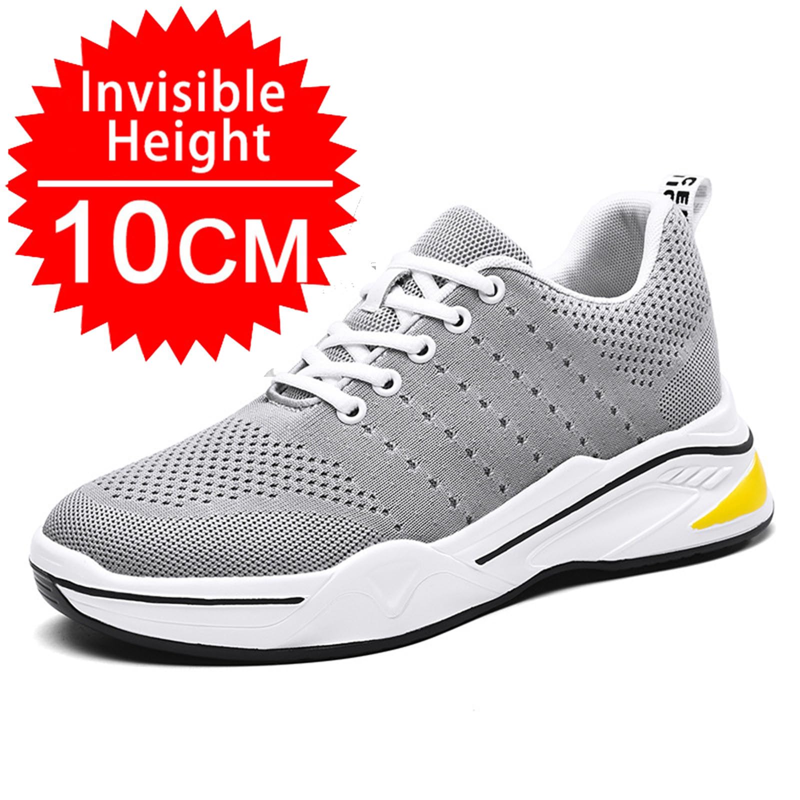 Générique Scarpe da ginnastica da uomo con tacco invisibile 4/6/8/10 cm Taller comode da tennis e da corsa in rete con lacci leggeri traspiranti da uomo, scarpe alla moda sportive