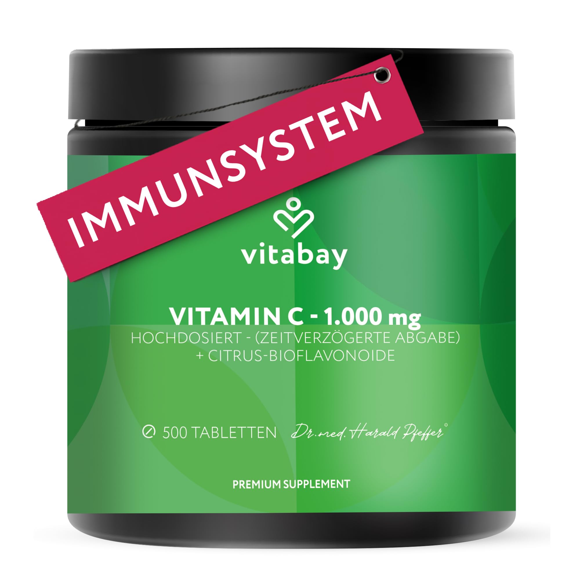 Vitabay Vitamin C 1000 mg – 500 vegane Time-Released Tabletten | mit Citrus-Bioflavonoiden – Gepuffertes Vitamin C mit zeitverzögerter Abgabe – Laborgeprüft – Vorrat für 16 Monate