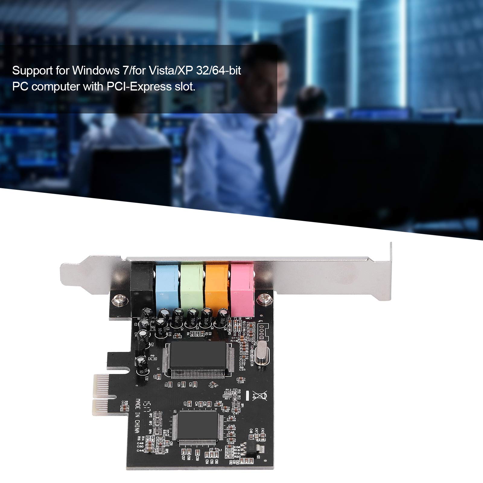 5.1-kanałowa karta dźwiękowa PCI-Express z pełnym dupleksem, karta dźwiękowa stereo z chipem CMI8738, do systemu na komputer stacjonarny, komputer do kina domowego, duże gry 3D
