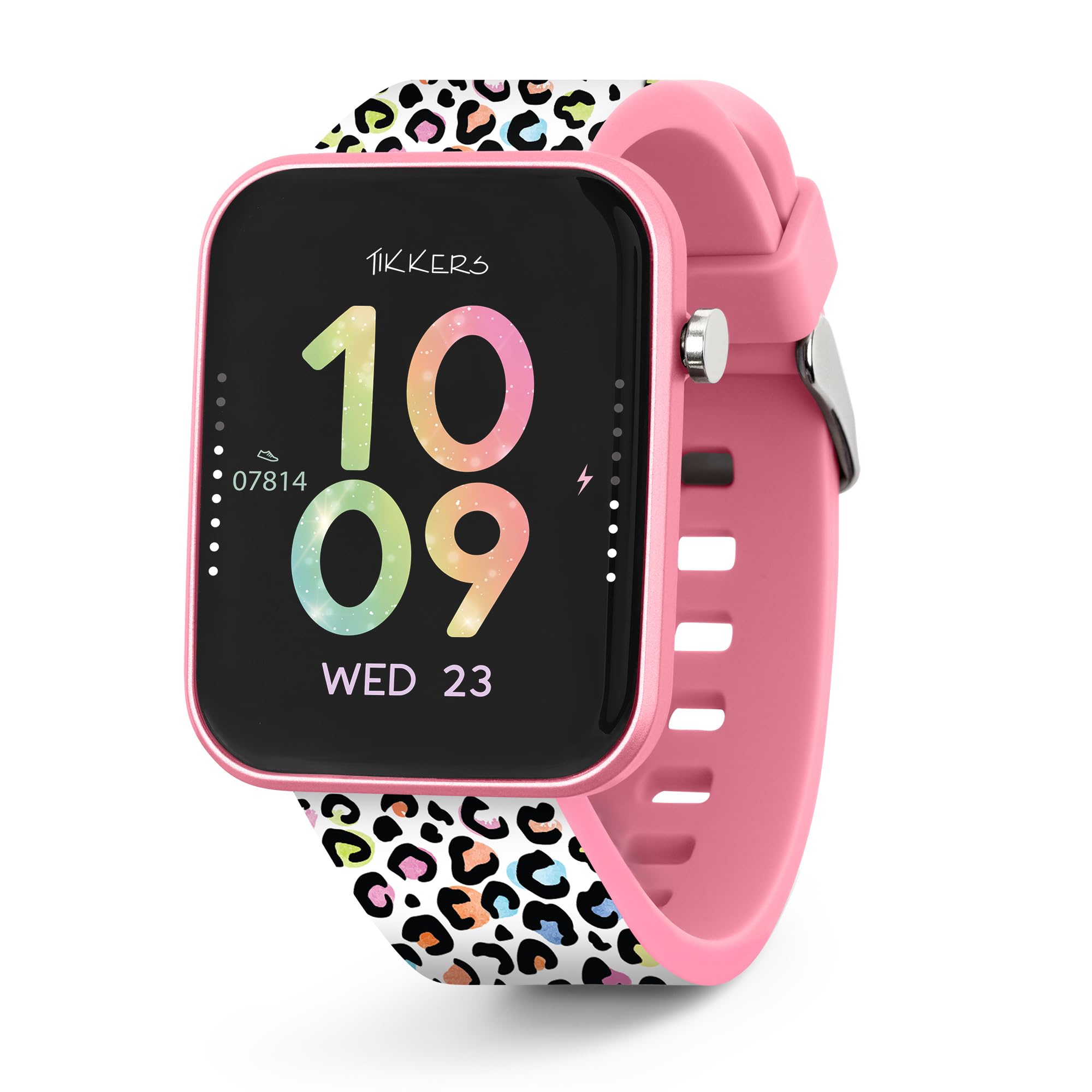 Tikkers Kids Series 13 Leopard Montre intelligente avec moniteur de fitness, réveil, appareil photo, connexion GPS, moniteur de fréquence cardiaque, compteur de pas, écran tactile, IP68, bracelet en