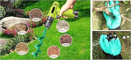 Broca de taladro de jardín de 16 x 4 pulgadas para plantar, taladro de jardín resistente, maceta en espiral para bombilla, flor, árbol, plántulas,
