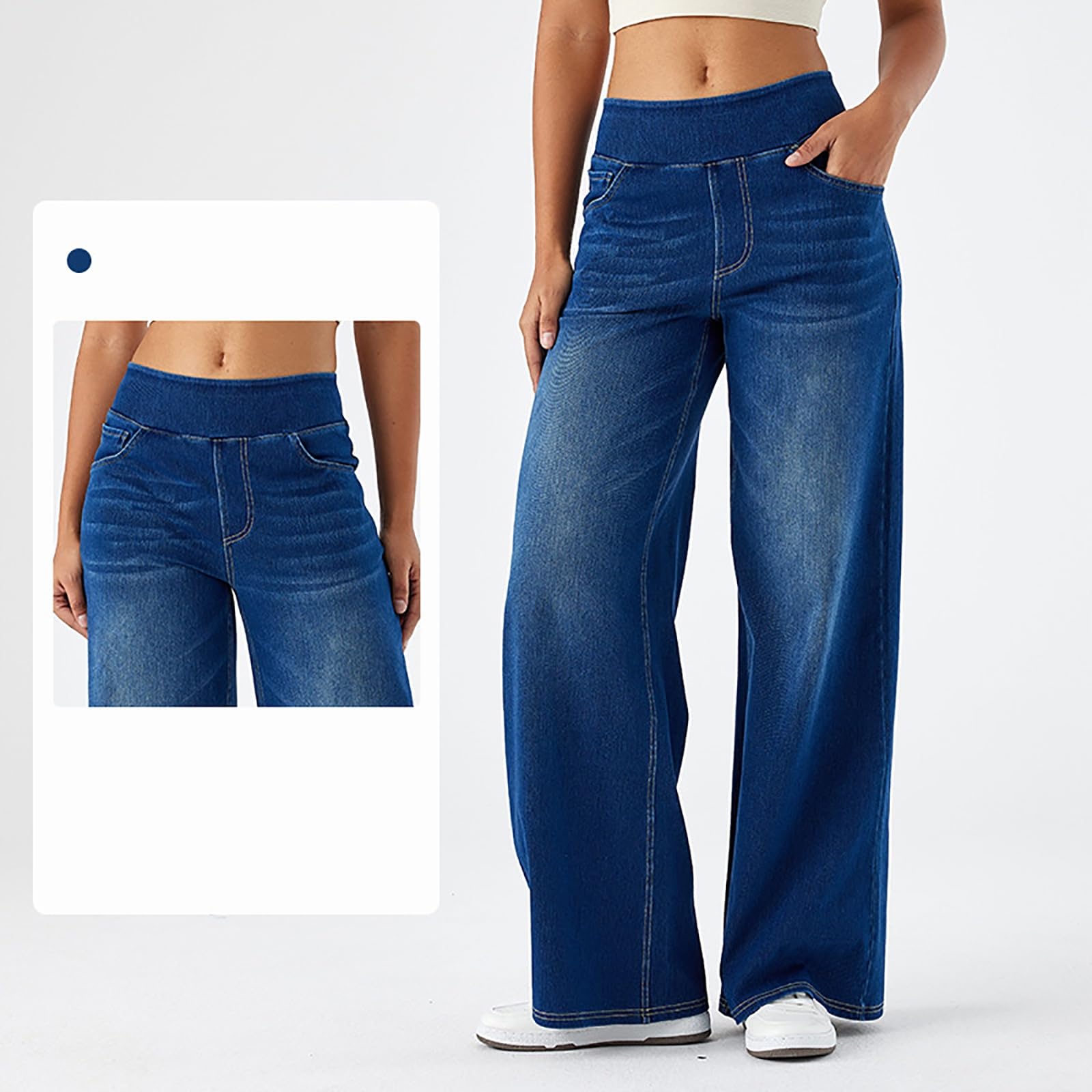 Spodnie Baggy Jeansy Damskie z Szerokimi Nogawkami I Elastycznym Pasem Jeansy Ze Stretchem z Wysokim Stanem Spodnie Damskie Spodnie Casualowe Spodnie Damskie Streetwear Szerokie Nogawki