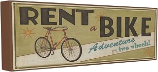 Stupell Industries Khaki Rent A Bike Store Sign Stretched Canvas Wall Art, 10 x 1.5 x 24, Multi-Color