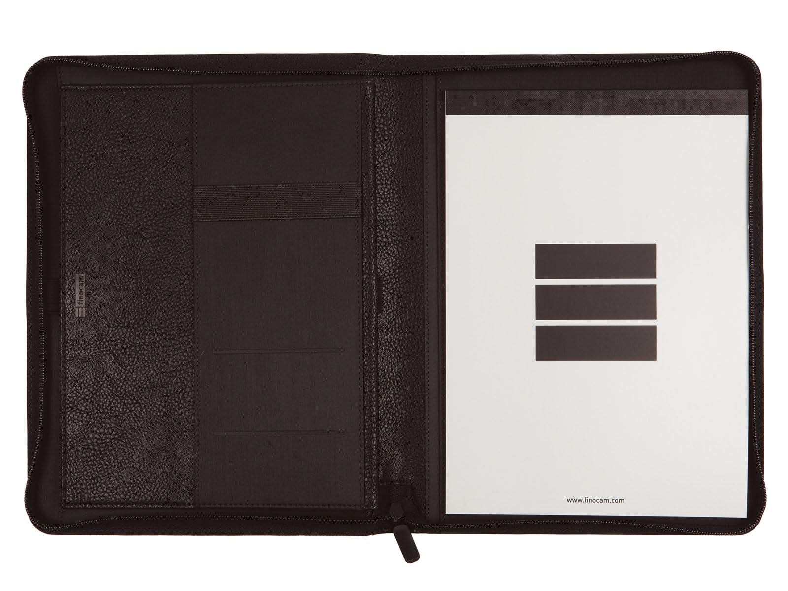 Finocam - Portadocumentos A4 FOCUS - Negro | Poliuretano de alta calidad | Portafolio con Cremallera - Portaboligrafo y bolsillo interior para tablet | Equipado con bloc de notas