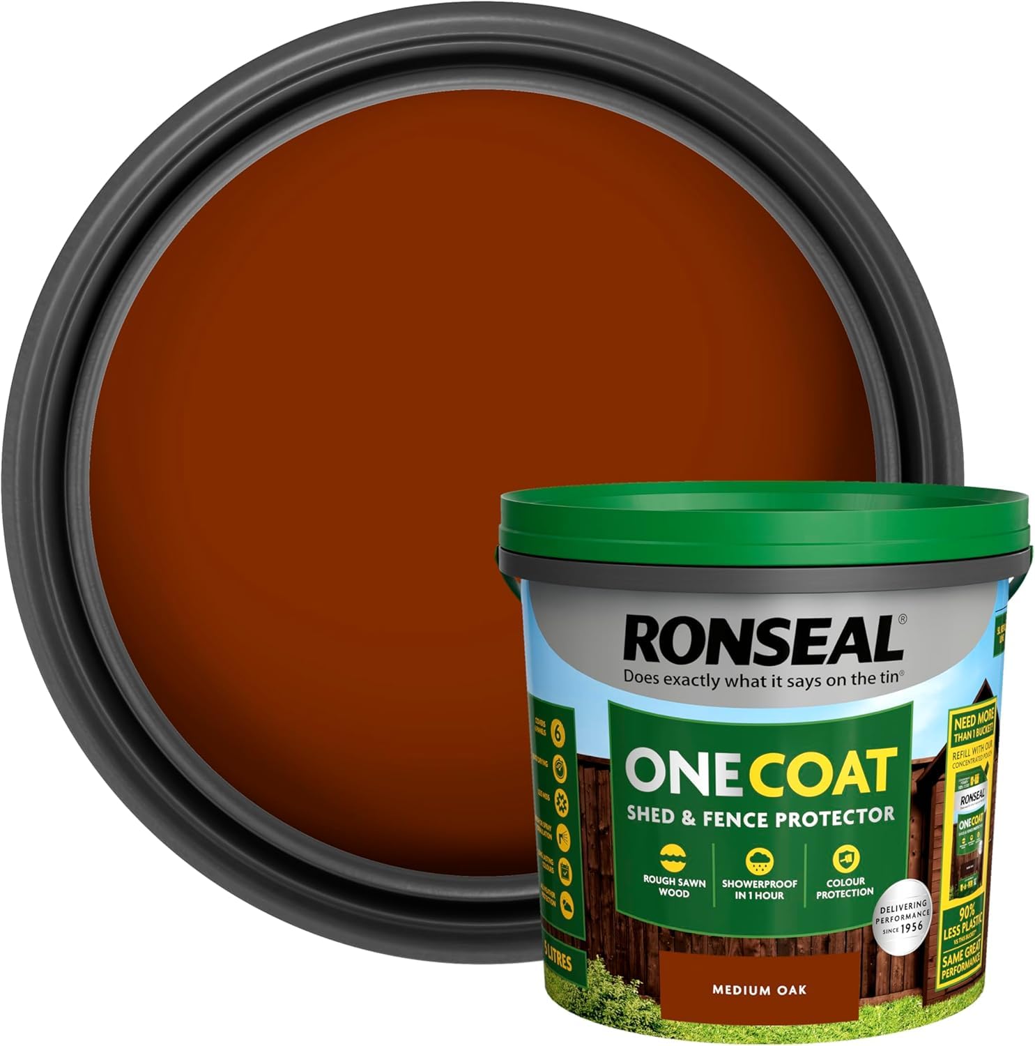 One Coat Fence Life Paint – 5L Medium Oak – Durable, Weatherproof Wood Paint for Fences & Sheds – One Coat Coverage – Fade-Resistant, Quick-Drying Outdoor Protection