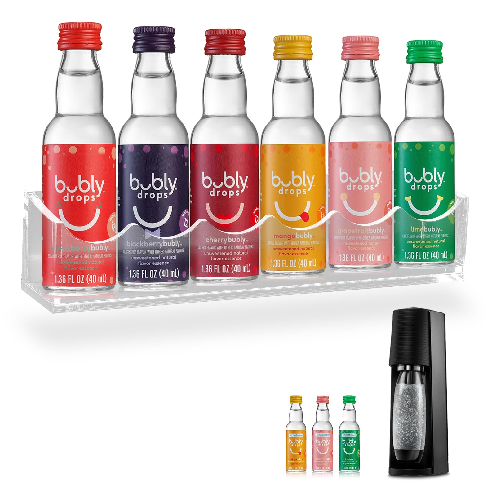 Holder Compatible with SodaStream Bubly Bubbly Drops Flavors, Wall Mount Flavor Organizer for Soda Stream Accessories