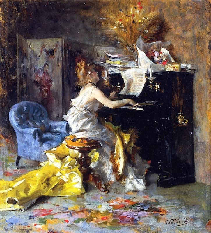 Femme au piano art abstrait affiche sur toile CHAGM 50x70 cm poésie visuelle murale