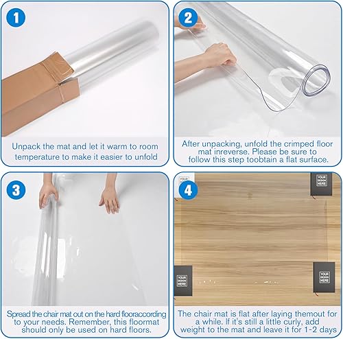 Miniatura 69 de Placoot Tapete para silla de oficina para suelos de madera, superficie de pana de 55 x 35 pulgadas, tapete para silla de computadora, tapete