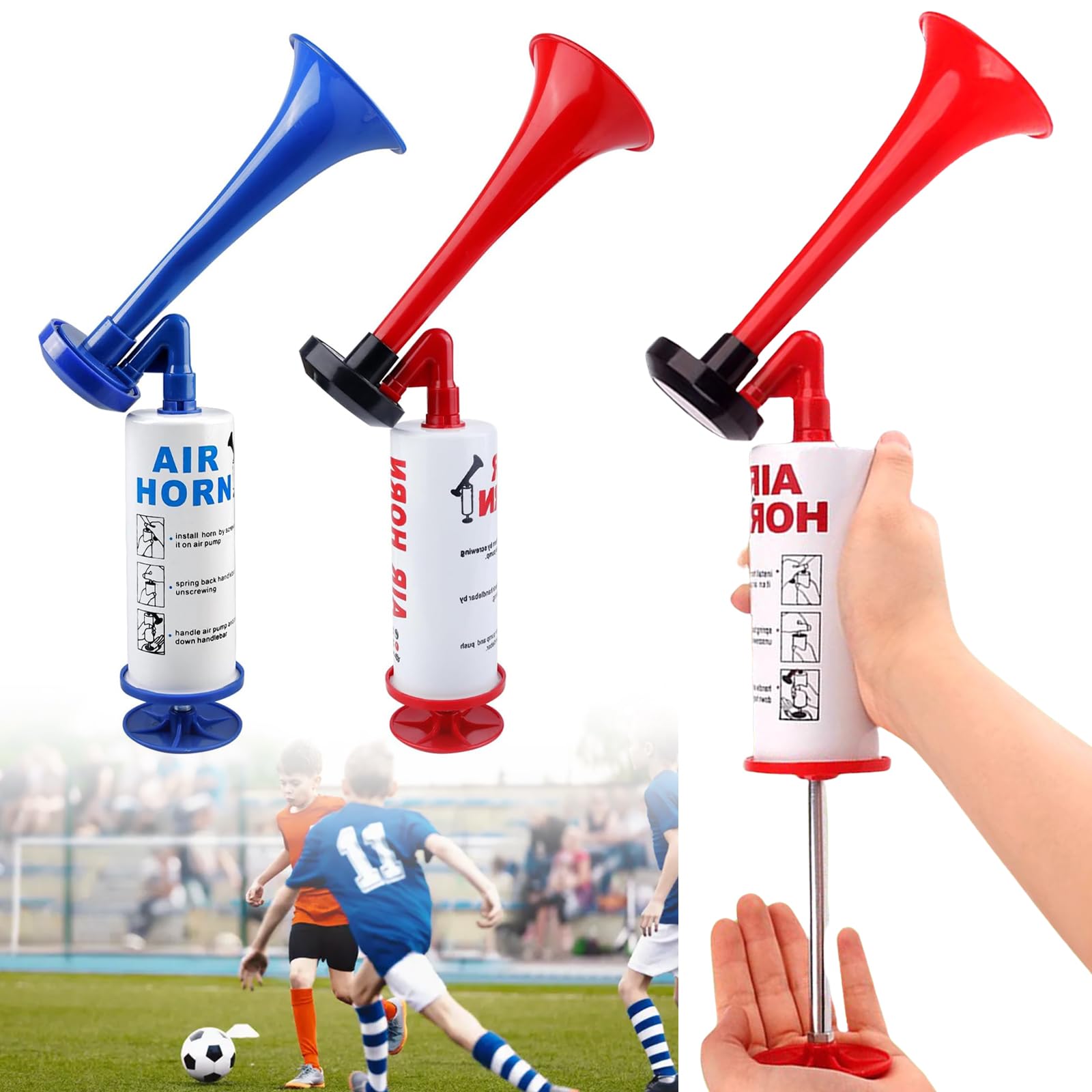 Klaxon à Air Comprimé en Métal 2 Pièces, Pression d'air Portable Fanfare pour Football Bateau Voiture