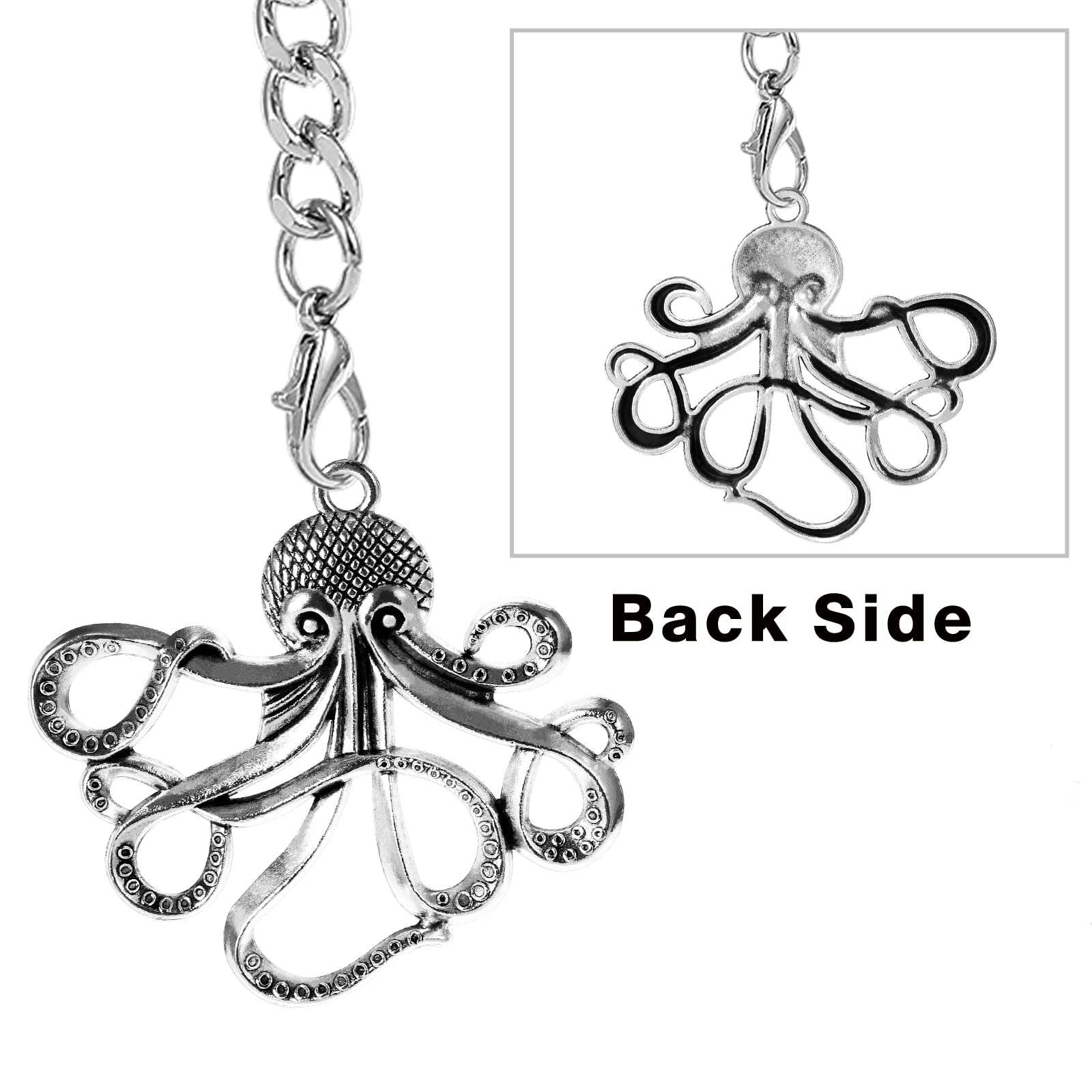 ZTA Albert Chaîne de montre de poche pour homme avec fermoir pivotant avec pendentif motif pieuvre