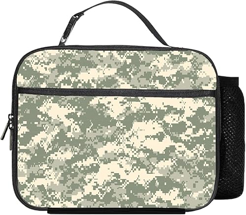 Miniatura 8 de Bolsa de almuerzo de camuflaje reutilizable aislada de camuflaje para mantener la comida más fresca, bolsa térmica para el almuerzo para mujeres y