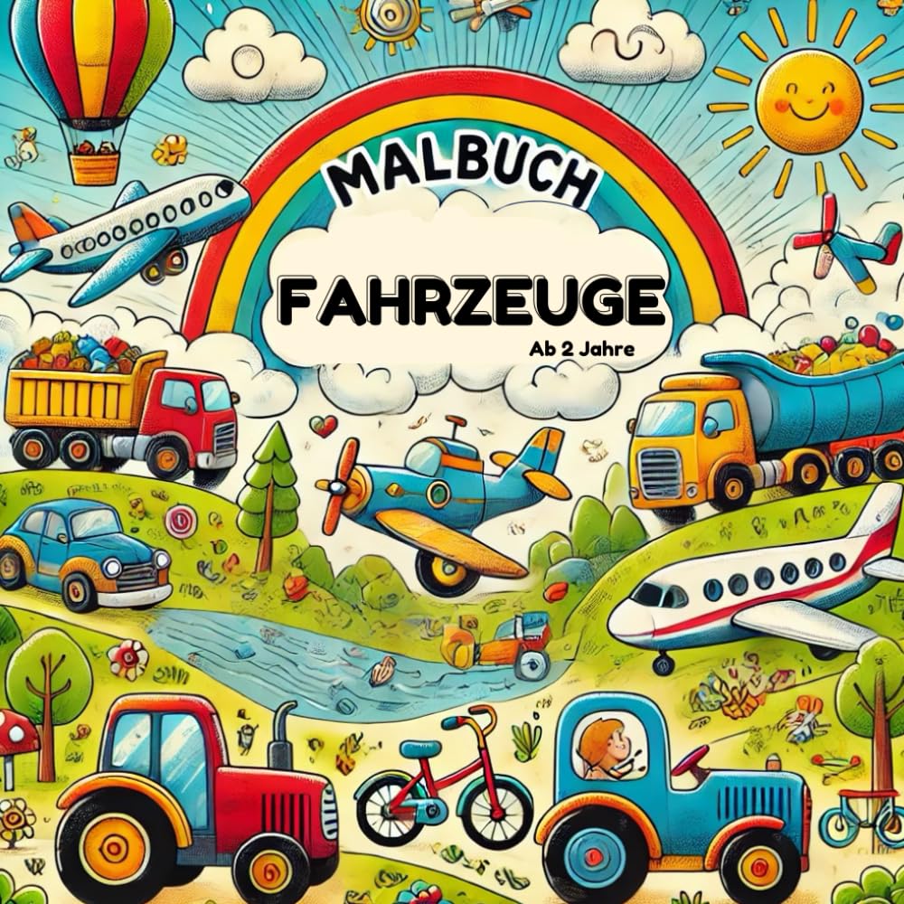 Malbuch Fahrzeuge für Kinder ab 2 Jahren: Einfache Motive mit dicken Linien – Bagger, Traktoren, Autos und vieles mehr zum Ausmalen