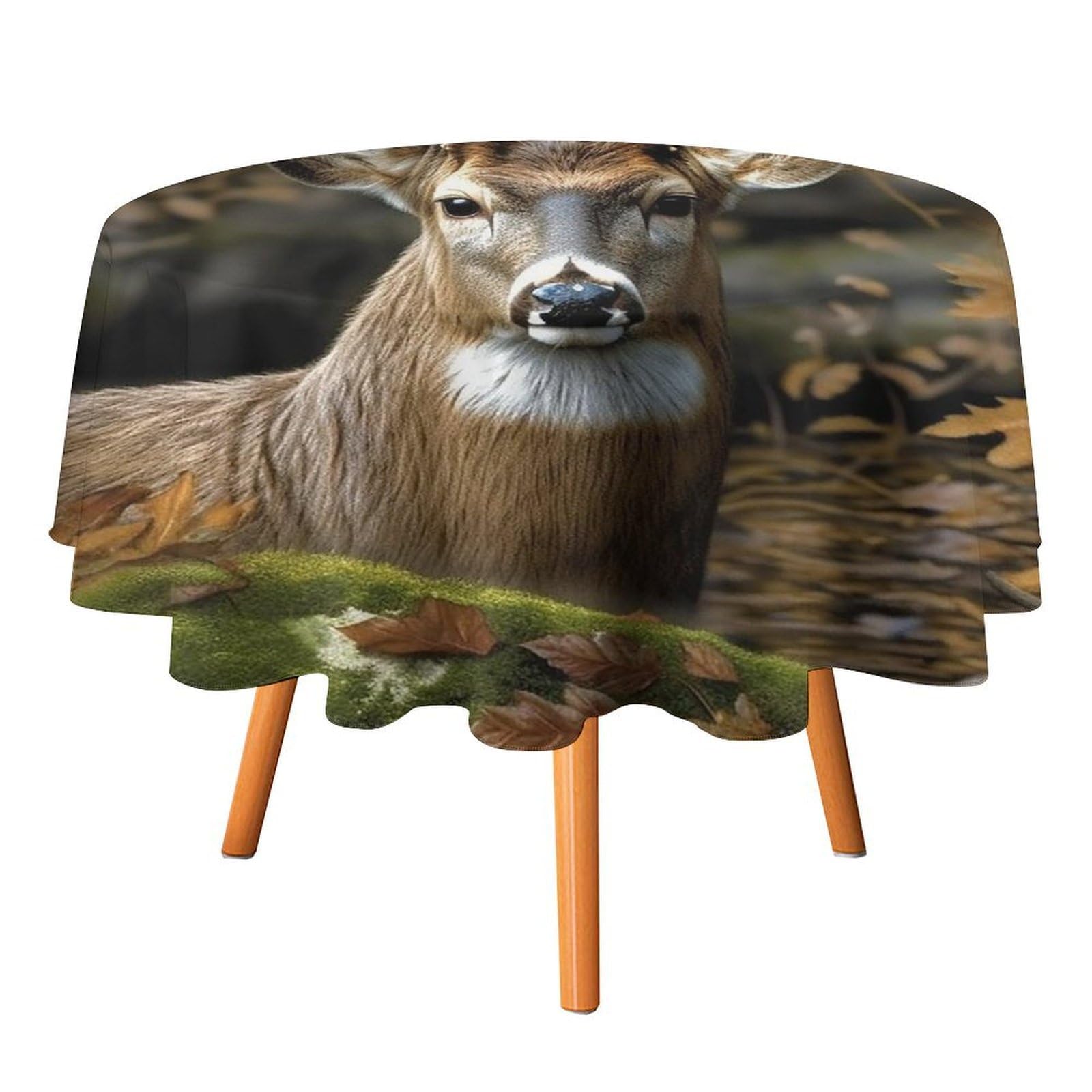 SMAZDFXX Camouflage Deer Tablecloth for Restaurant, Round Polyester Table Cover 50x50in for Party