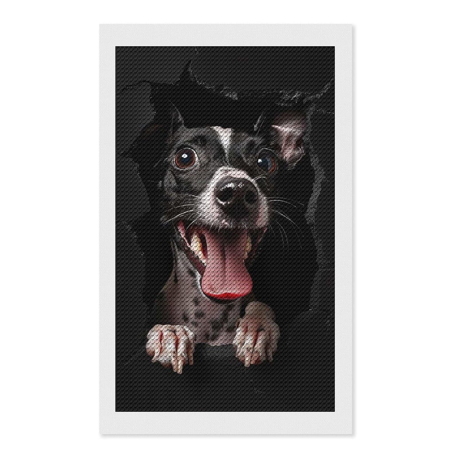 Junmoney Italian Greyhound Diamond Art Canvas 12"x20", Easy Handmade Project, Complete Accessories, Bedroom Decor, Birthday Gift